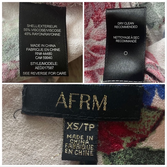 AFRM Floral Wrap Tie Dress beach coverup XS puff shoulder pink rose - Picture 17 of 17